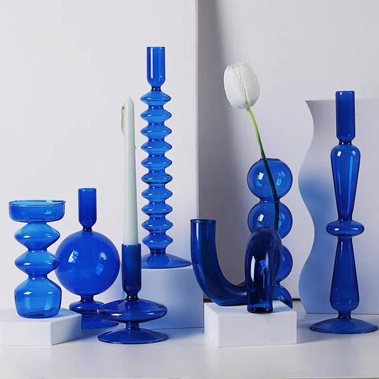 Blue Candle Holder Vase