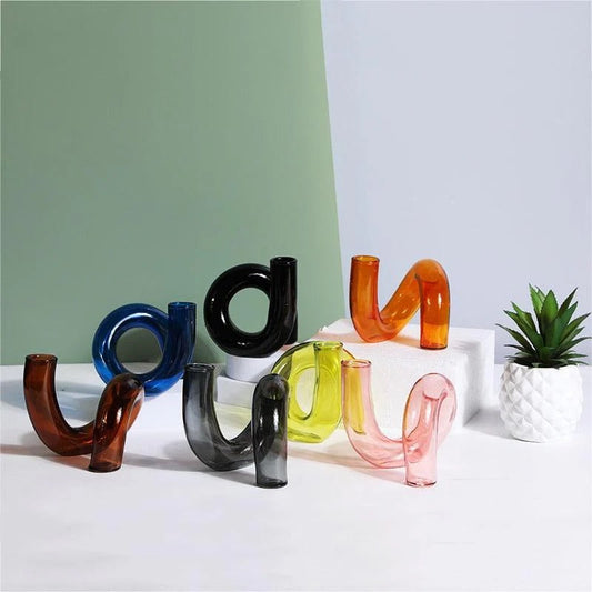 Twist Glass Candlestick Holder