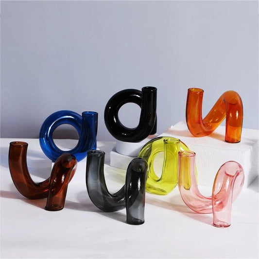 Twist Glass Candlestick Holder